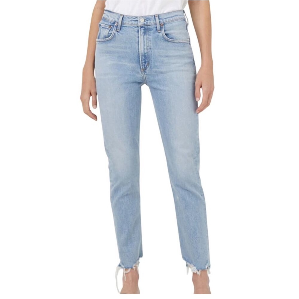 Agolde Merrel Mid Rise Raw Edge Jeans size 25 light wash